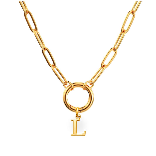 PaperclipLinkCircleCarabinerIntialLetterCharmHolderNecklaceforWomen18ktGoldPlatedStainlessSteelGingerLyne_Gold-1