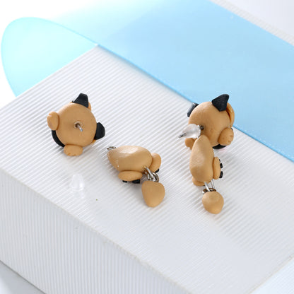 Brown Puppy 3D Dog Dangle Earrings for Girls Ginger Lyne Collection