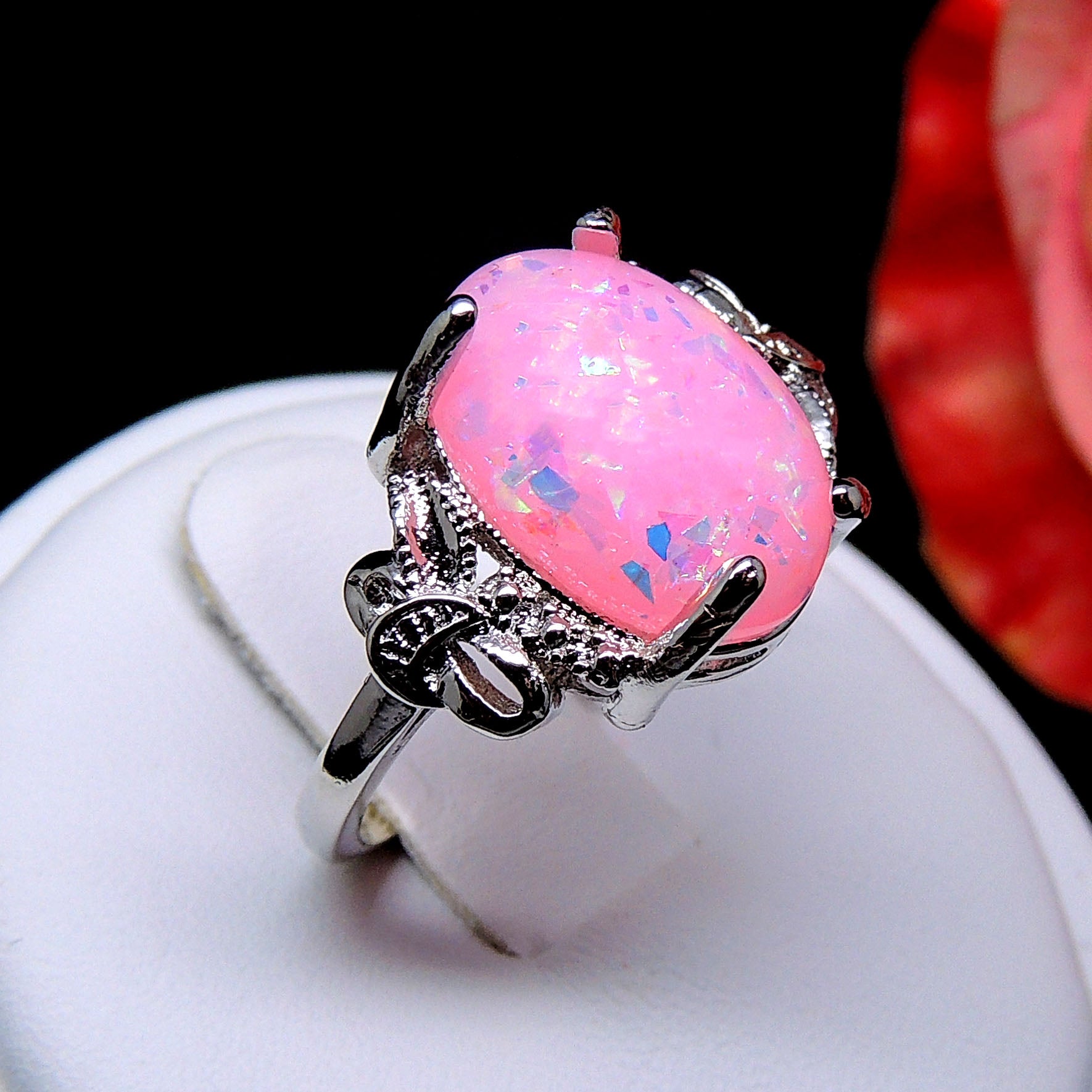 SharlaStatementRingGreenFireOpalWomenGingerLyneCollection_Pink-3