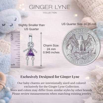 Baby Girl Birthstone Charm Children Pendants for Mom or Grandma Necklace by Ginger Lyne CZ Sterling Silver - Girl February