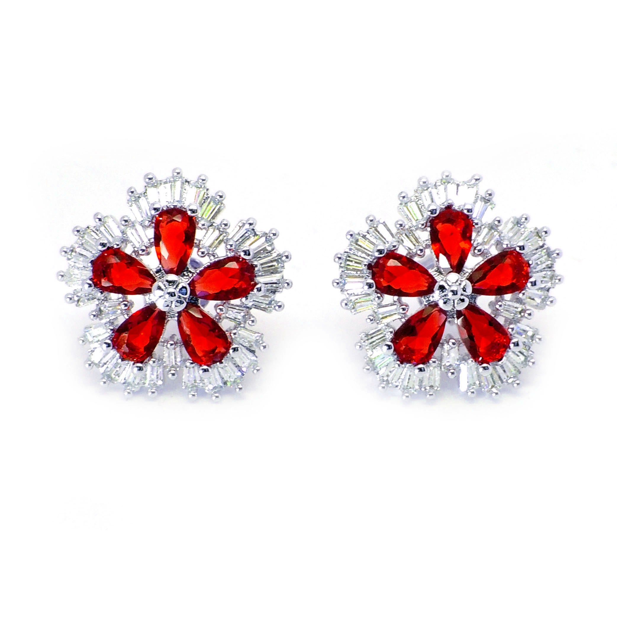 Camran Red Stud Earrings Women Cubic Zirconia Ginger Lyne Collection - Red