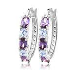 Load image into Gallery viewer, Hoop Earrings for Women Purple Cubic Zirconia White Gold Plated Ginger Lyne Collection - Silver
