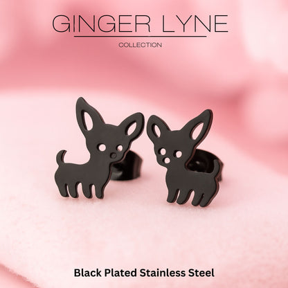 GingerLyneChihuahuaDogStudEarringsforWomenStainlessSteelPuppyPetJewelryGifts_Black-4