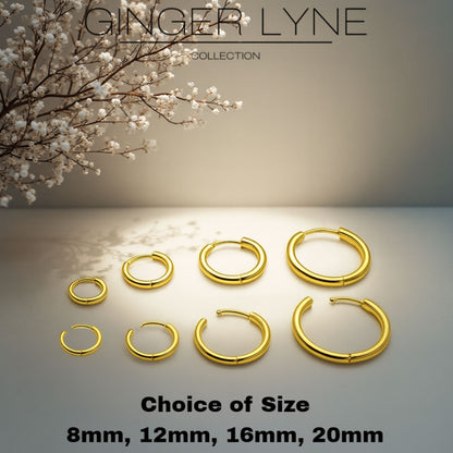 StainlessSteelHoopEarringsbyGingerLyneHuggieStyleforLobeCartilagePiercingBodyJewelry_Gold-16mm-6