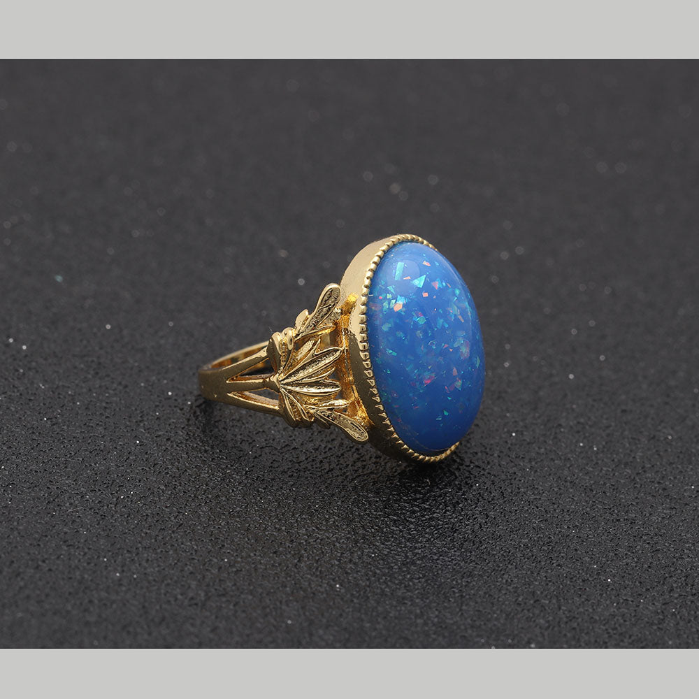 Alberta Simulated Blue Fire Opal Ring Womens by Ginger Lyne Collection