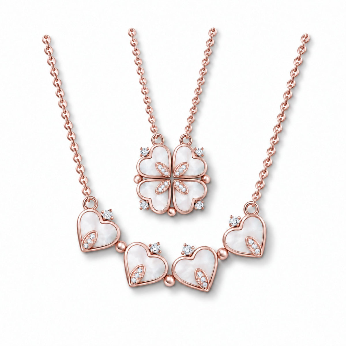 Heart to Clover 2 in 1 Pendant Necklace for Women CZ by Ginger Lyne Collection