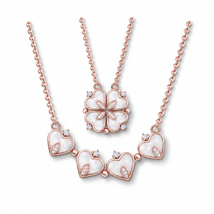 Heart to Clover 2 in 1 Pendant Necklace for Women CZ by Ginger Lyne Collection