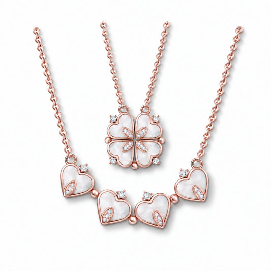 Heart to Clover 2 in 1 Pendant Necklace for Women CZ by Ginger Lyne Collection