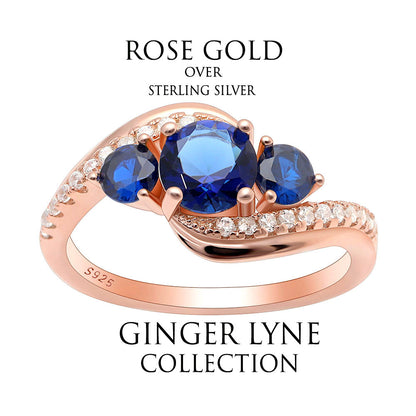 Brielle Rose Gold Sterling Silver Purple or Blue Cz Birthstone Ring Ginger Lyne Collection