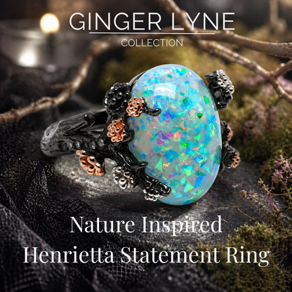 HenriettaBlackTreeBranchGothicInspiredFireOpalEngagementRingforWomenbyGingerLyne_Green-2