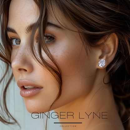 Oval Cut Stud Earrings for Women 5 Ct Simulated Diamond Sterling Silver Ginger Lyne - Gold