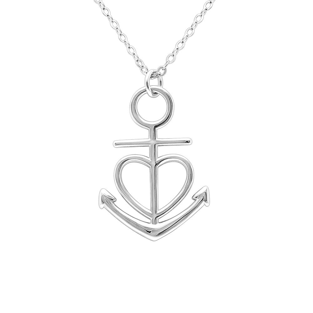 Birthday Greeting Card Silver Anchor Heart Necklace Womens Ginger Lyne Collection