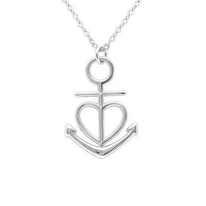 Birthday Greeting Card Silver Anchor Heart Necklace Womens Ginger Lyne Collection