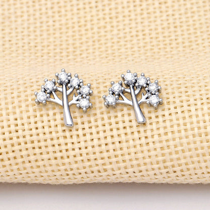 TreeofLifeStudEarringsCzPlatedWomensGingerLyneCollection_Silver-4