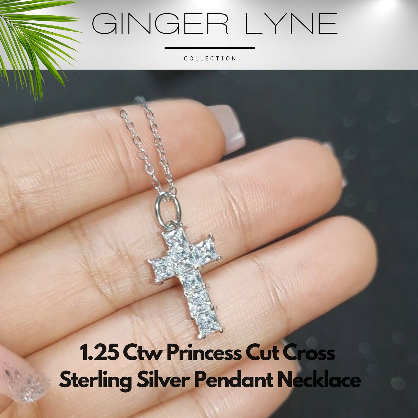 Cross Necklace for Women by Ginger Lyne 14K White Gold Sterling Silver Cross Pendant for Girls