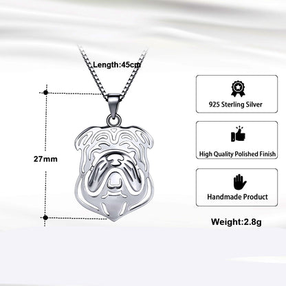 Bulldog Dog Necklace, Earrings, or Set for Women Sterling Silver Ginger Lyne Collection - Necklace