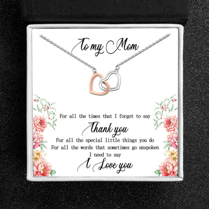 Mom Greeting Card Sterling Silver Linked Hearts Necklace Women Ginger Lyne Collection