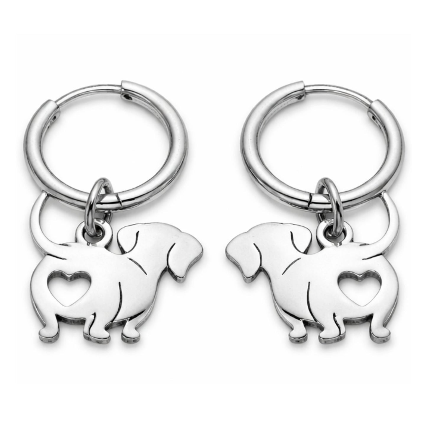 DachshundDangleHoopEarringsforWomen12mmNon-PlatedSilverToneStainlessSteelbyGingerLyne_Silver-1