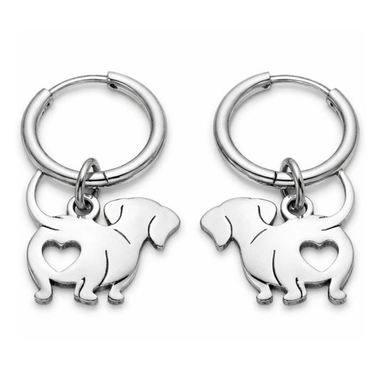 DachshundDangleHoopEarringsforWomen12mmNon-PlatedSilverToneStainlessSteelbyGingerLyne_Silver-1
