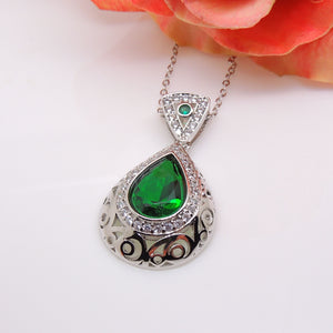 Lona Teardrop Green Cz Pendant Necklace Women Ginger Lyne Collection - Green