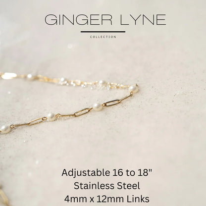 SimulatedPearlPaperclipChainNecklaceforWomenGoldStainlessSteelGingerLyneCollection_Gold-3