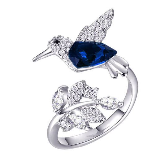 Hummingbird Statement Ring Bird Blue Cz Womens Ginger Lyne Collection