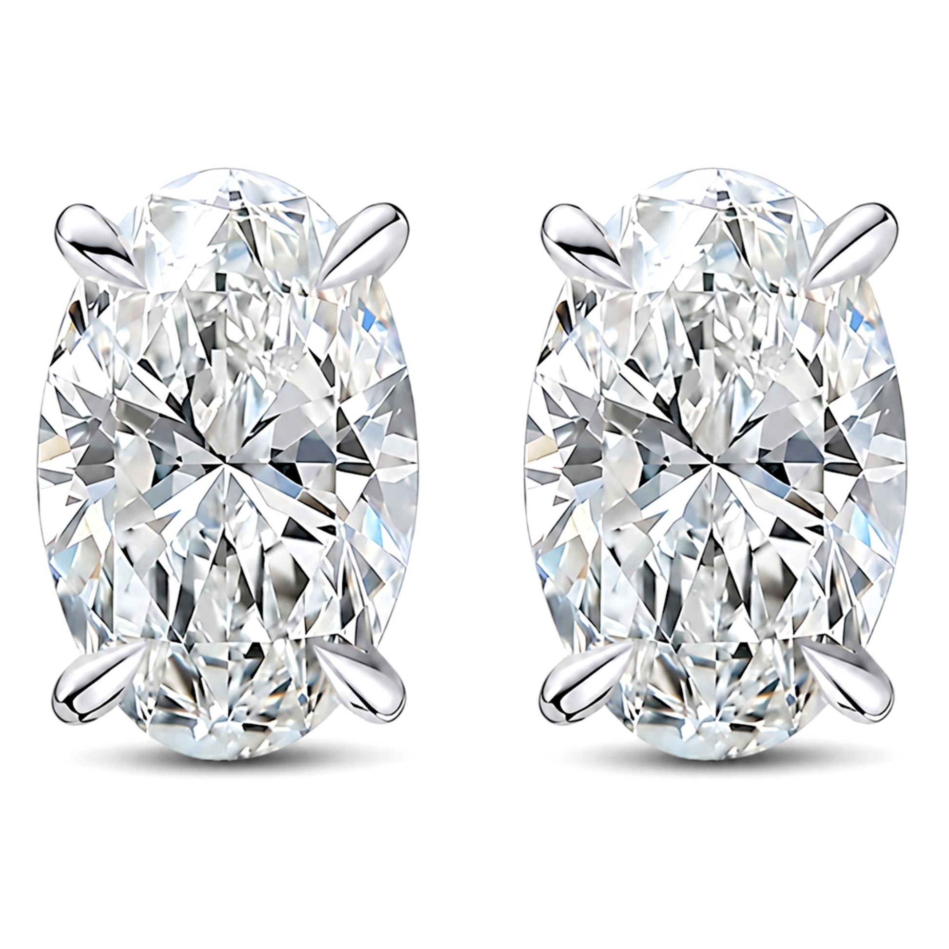OvalCubicZirconiaStudEarringsforWomen,SterlingSilverFauxDiamondStuds,WhiteGoldPlatedor14KGoldPlated,6mmand10mm_Silver-2