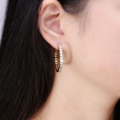 Hoop Earrings for Women Gold Plated Clear Cubic Zirconia Ginger Lyne Collection - Gold