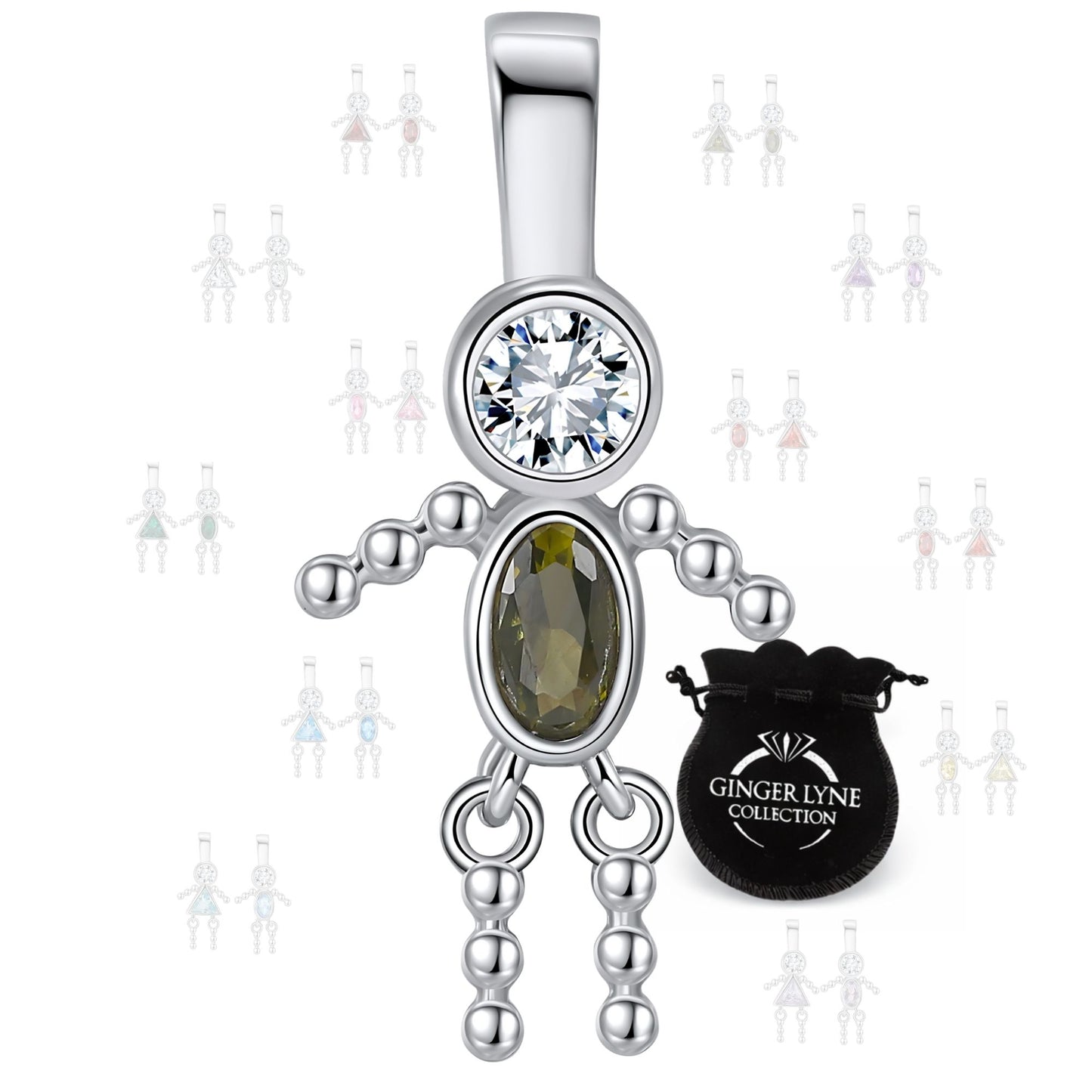 GingerLyneBoyKidBirthstonePendantCharmsCubicZirconiaSterlingSilverBabyforFamilyTreeNecklaceGiftforMomorGrandma_BoyAugust-1