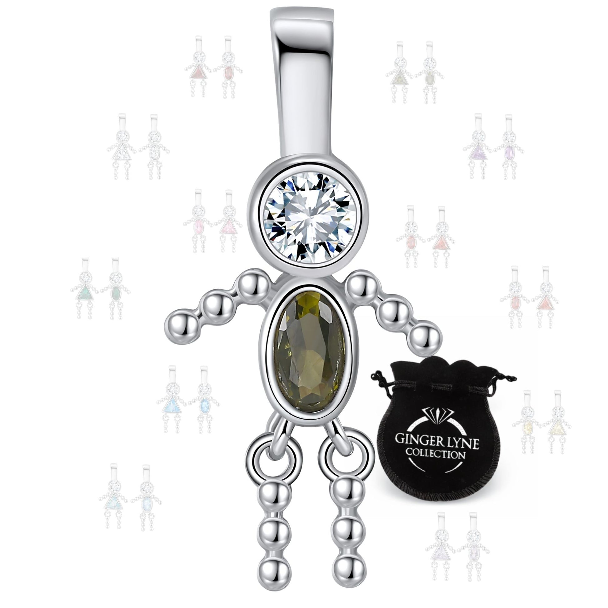 GingerLyneBoyKidBirthstonePendantCharmsCubicZirconiaSterlingSilverBabyforFamilyTreeNecklaceGiftforMomorGrandma_BoyAugust-1