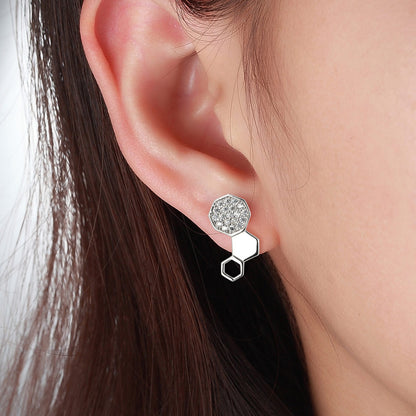 Honeycomb Drop Stud Earrings for Women Cz Sterling Silver Ginger Lyne Collection