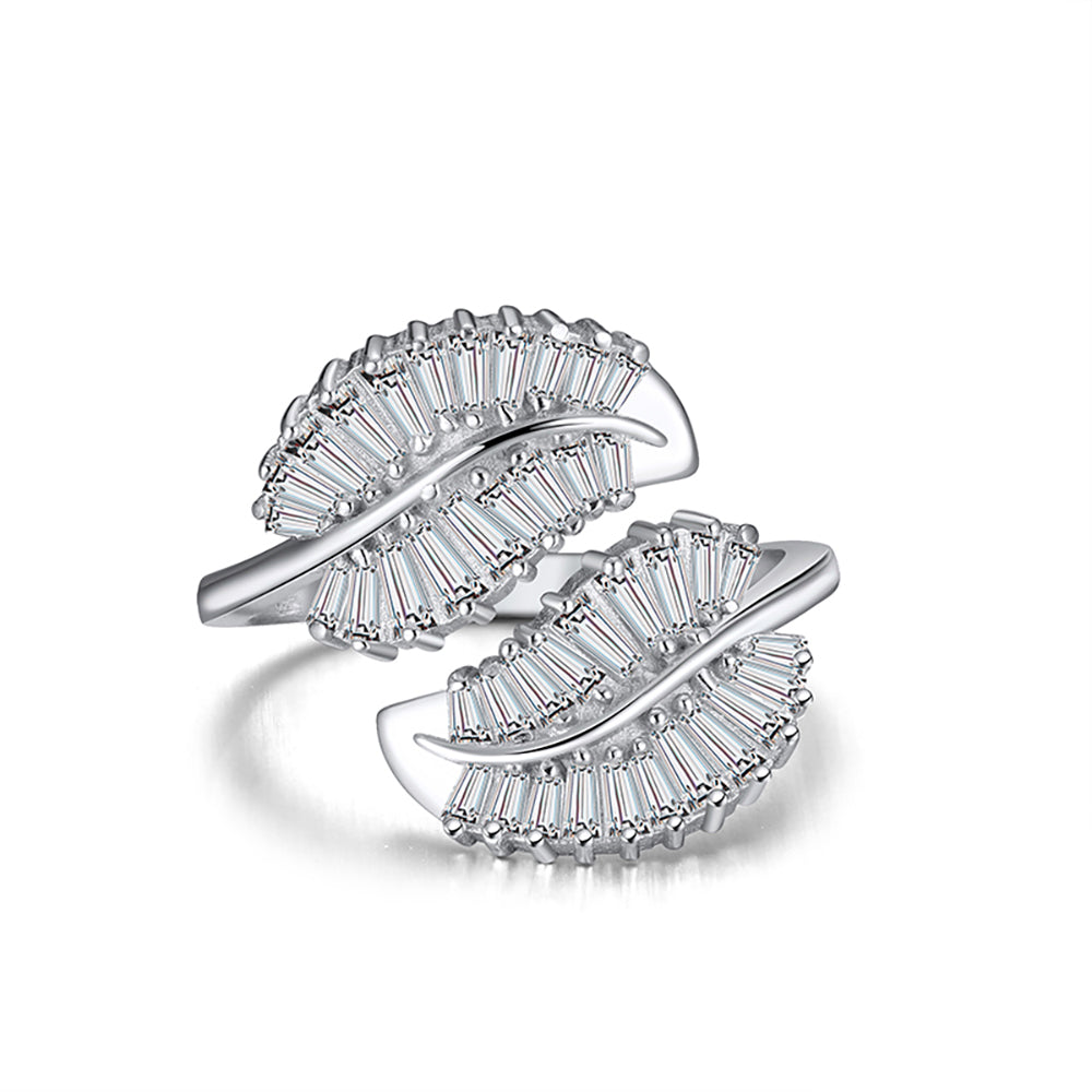 Leaf Baguette Earrings Necklace or Ring for Women Sterling Ginger Lyne Collection - Ring Only