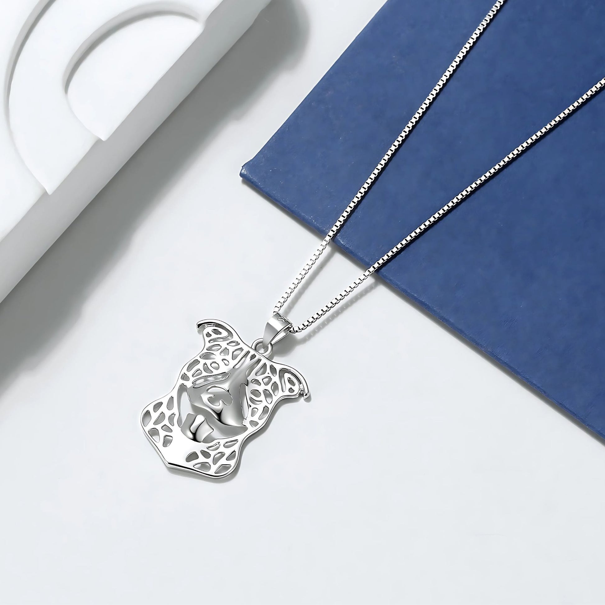 Pit Bull Dog Necklace Earrings or Set Sterling Silver Womens Ginger Lyne Collection - Ears Down Necklace