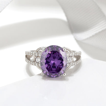 Statement Engagement Ring for Women Purple Cz Sterling Silver Ginger Lyne Collection - 6
