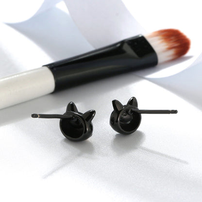 Ginny Black Cat Kitty Stud Earring Sterling Silver Girls Ginger Lyne Collection