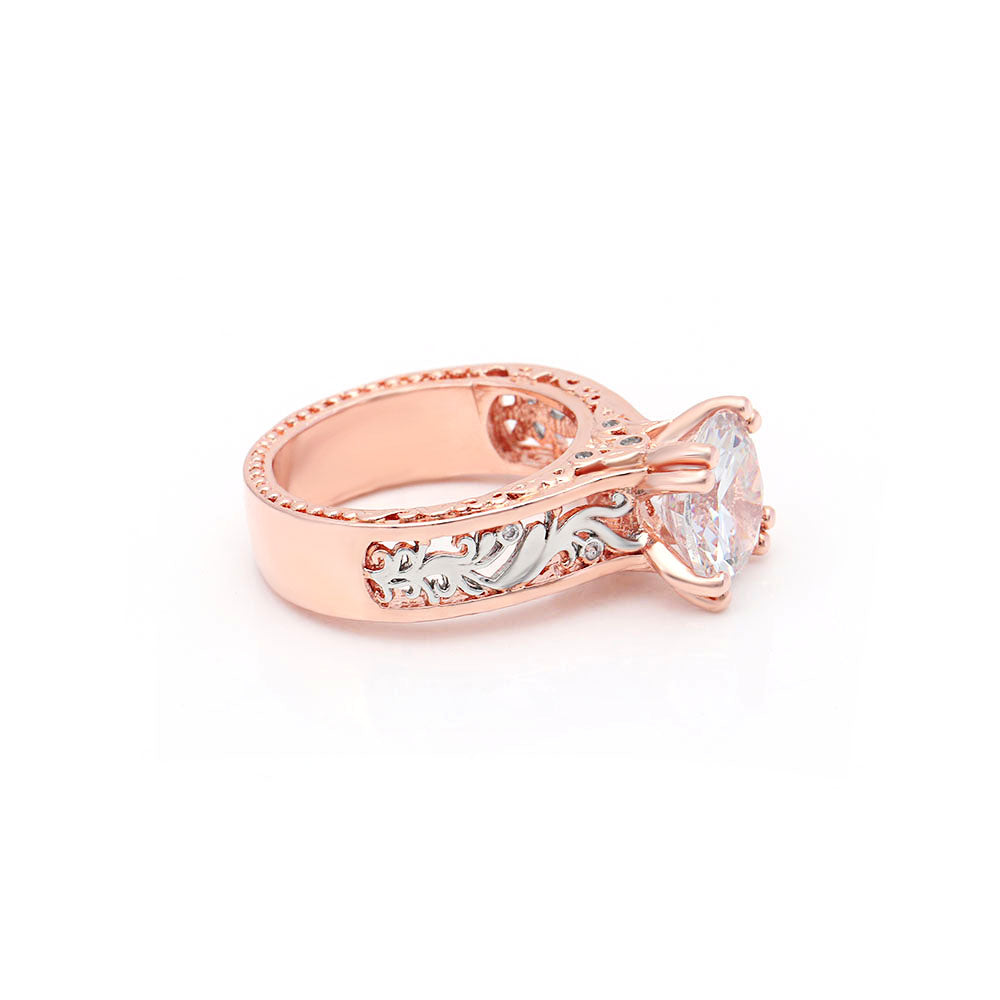 Nadia Engagement Ring Solitiare Cz Rose Gold Plated Womens Ginger Lyne Collection