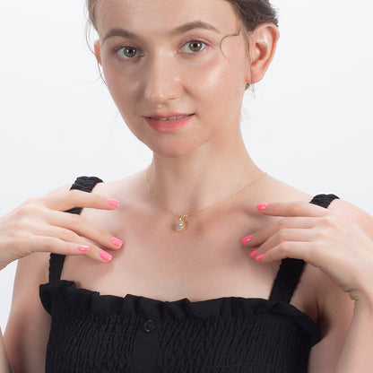 Square Halo Pendant Necklace for Women Sterling Silver Cz Ginger Lyne Collection - Rose Gold