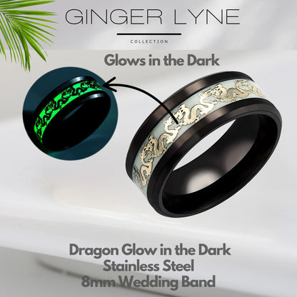 GlowinDarkDragonStainlessSteelWeddingBandRingMenWomenGingerLyneCollection_Black-2