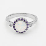 Load image into Gallery viewer, Fire Opal Statement Ring for Women Purple Cz Ginger Lyne Collection - 10
