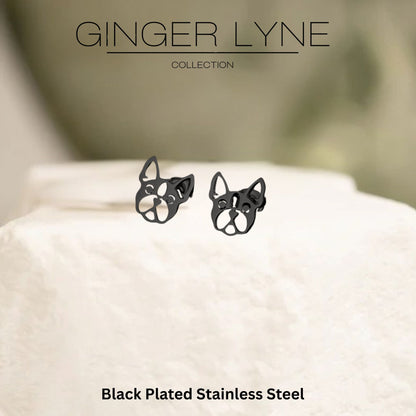 FrenchBulldogDogEarringsforWomenFrenchieLovePuppyBlackStainlessSteelStudGingerLyne_Black-3