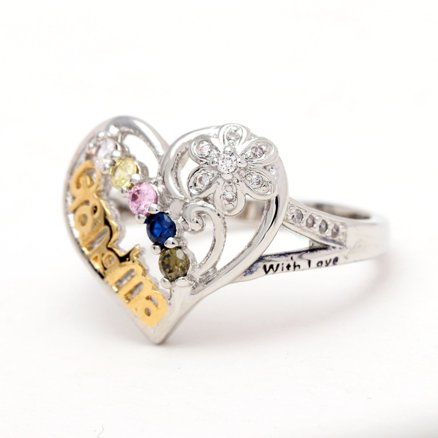 Heart Ring Inscribed To Grandma With Love Plated Cz Womens Ginger Lyne Collection