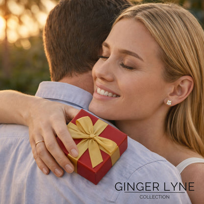 Princess Cut Stud Earrings for Women 2.5ct SolitaireCubic Zirconia Sterling Silver Ginger Lyne - Gold