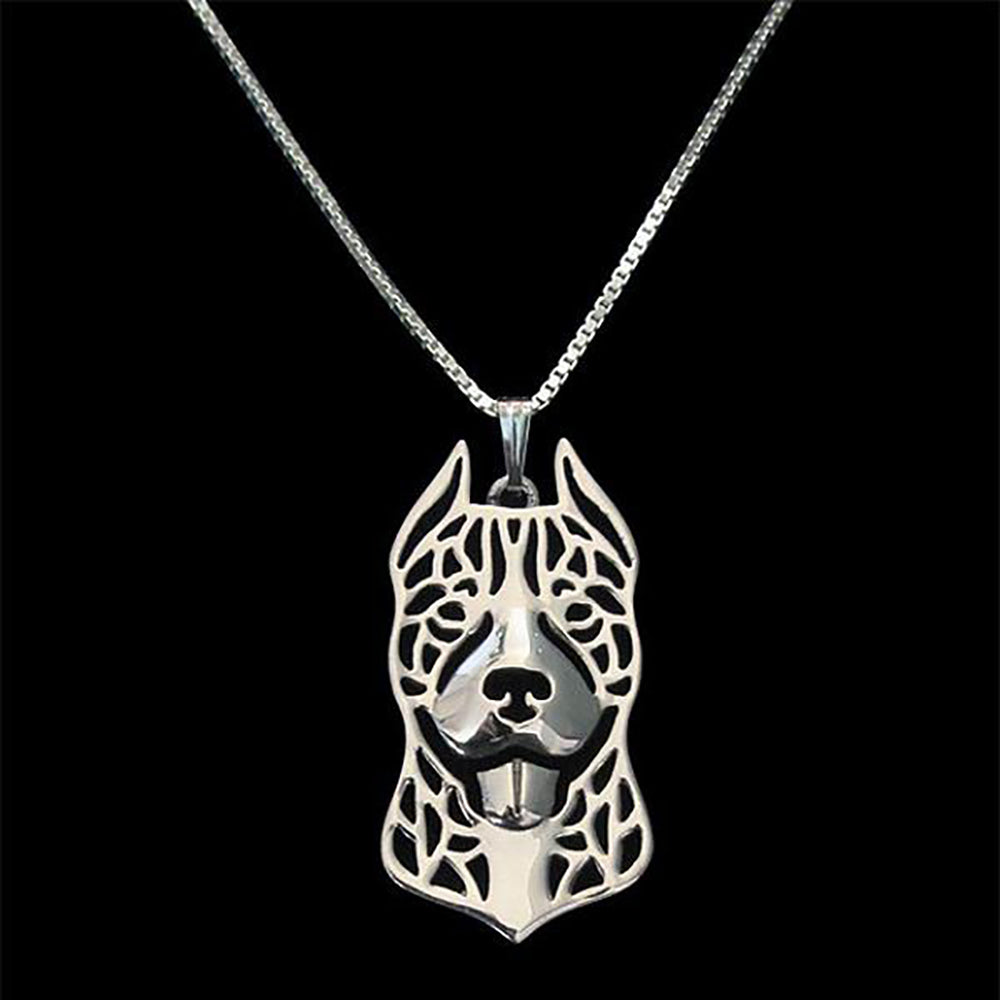 Pit Bull Staffordshire Terrier Dog Necklace Silver Womens Ginger Lyne Collection - Ears Up Dog Set