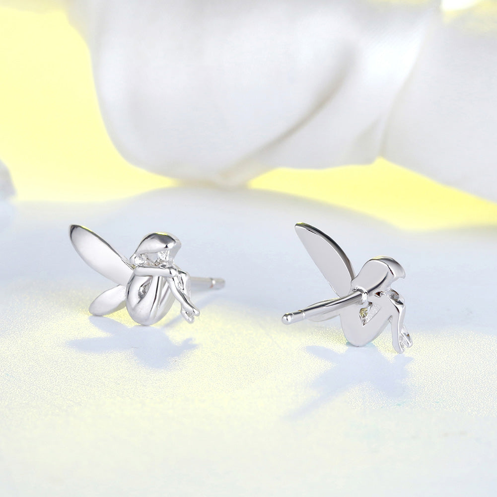 Fairy Winged Angel Sterling Silver Stud Earring Girl Women Ginger Lyne Collection