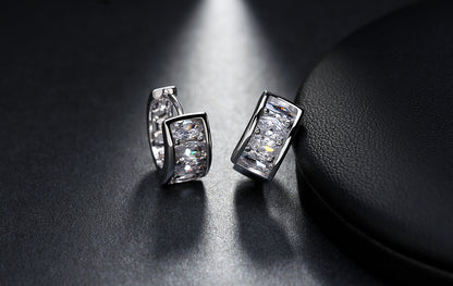 Small Hoop Earrings for Women Marquise Cut Cubic Zirconia Ginger Lyne Collection - Silver