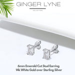 Load image into Gallery viewer, Emerald Cut Stud Earrings for Women or Men Sterling Silver Studs for her Ginger Lyne Collection - Emerald Stud
