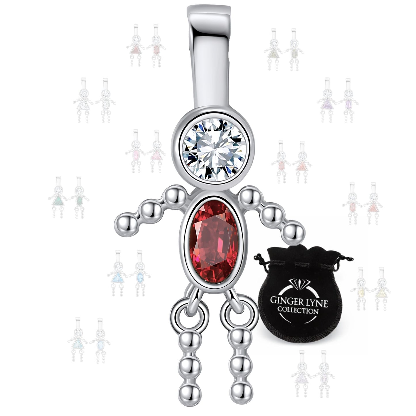 GingerLyneBoyKidBirthstonePendantCharmsCubicZirconiaSterlingSilverBabyforFamilyTreeNecklaceGiftforMomorGrandma_BoyJuly-1
