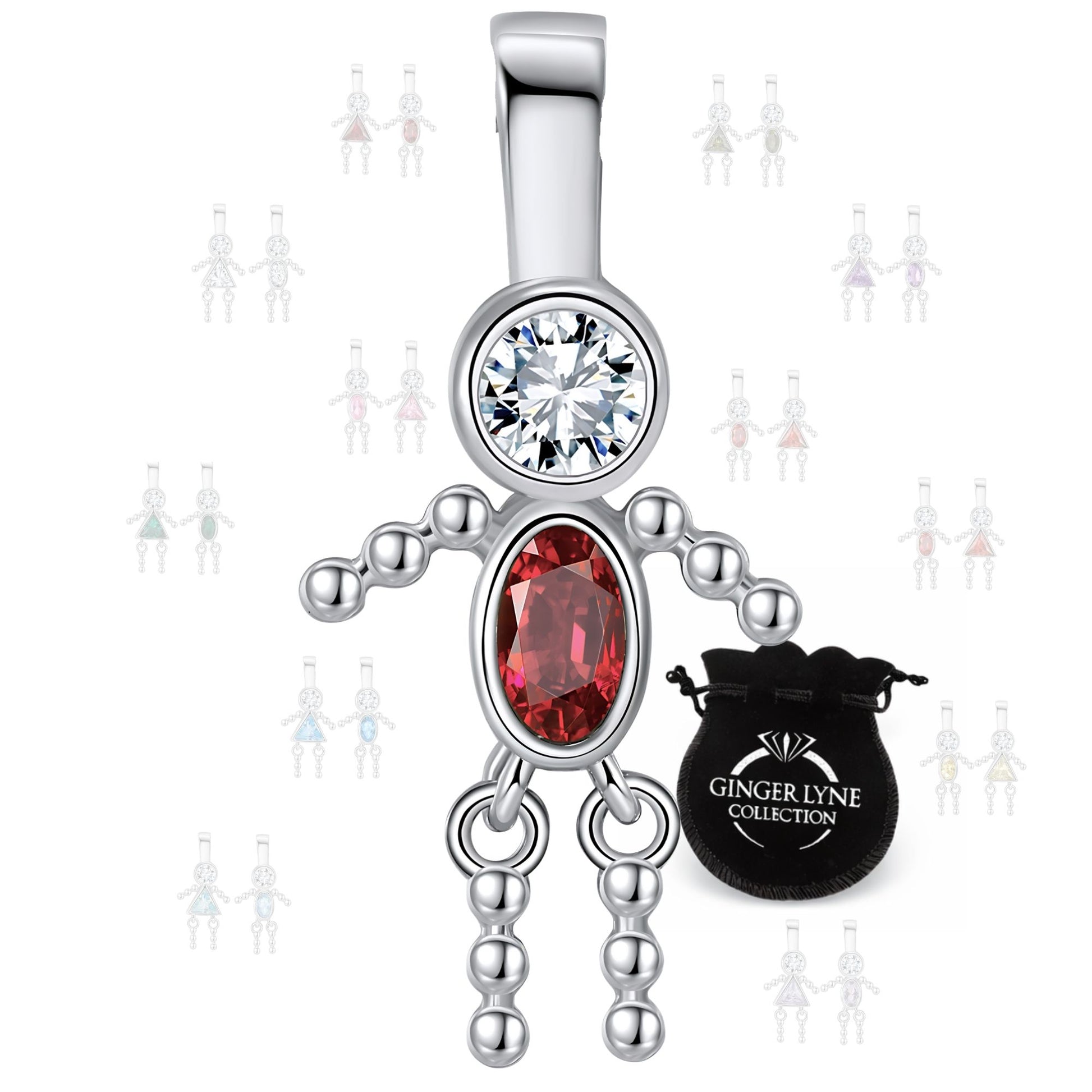 GingerLyneBoyKidBirthstonePendantCharmsCubicZirconiaSterlingSilverBabyforFamilyTreeNecklaceGiftforMomorGrandma_BoyJuly-1