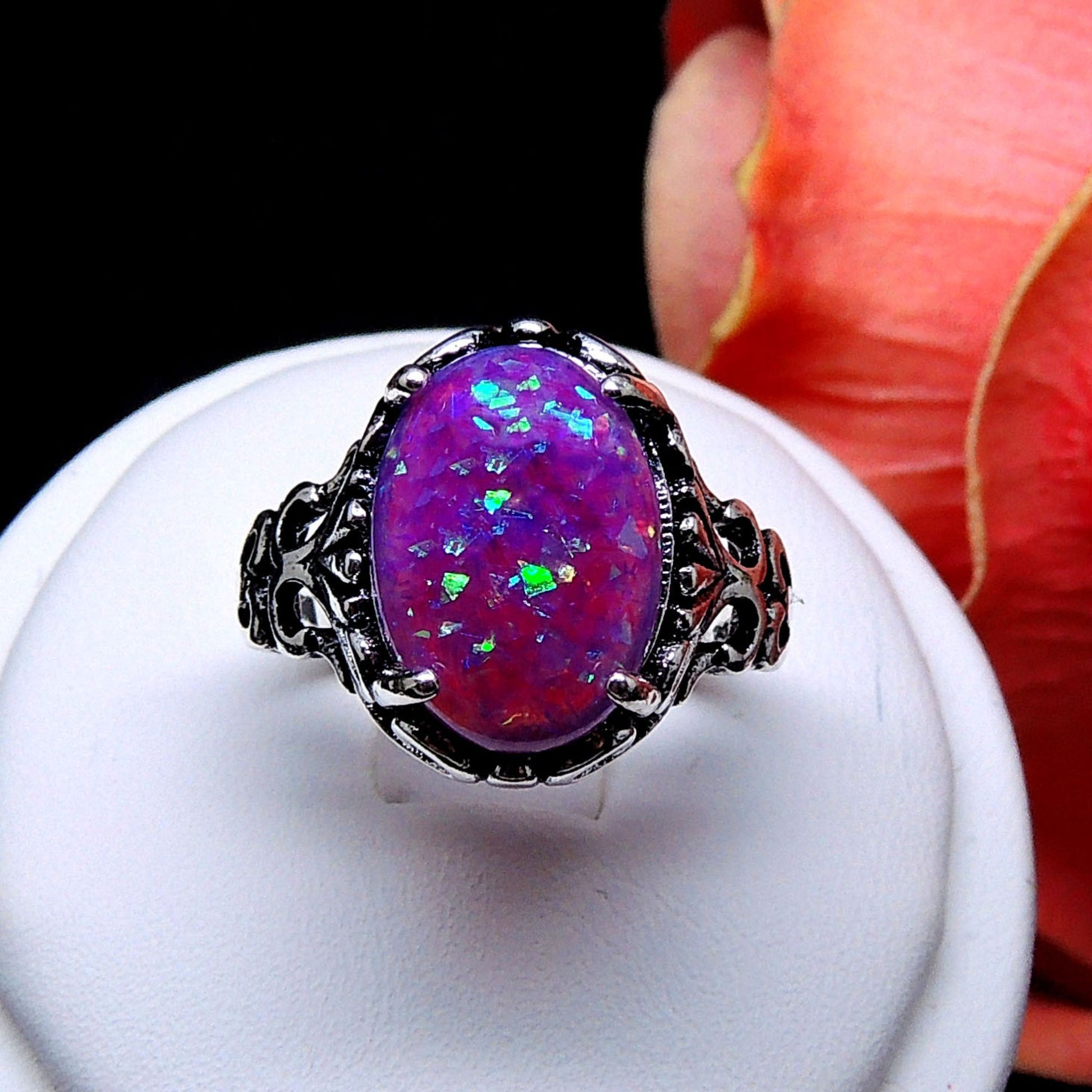 SaharaFireOpalStatementRingforWomenOval-CutGingerLyneCollection_Purple-5