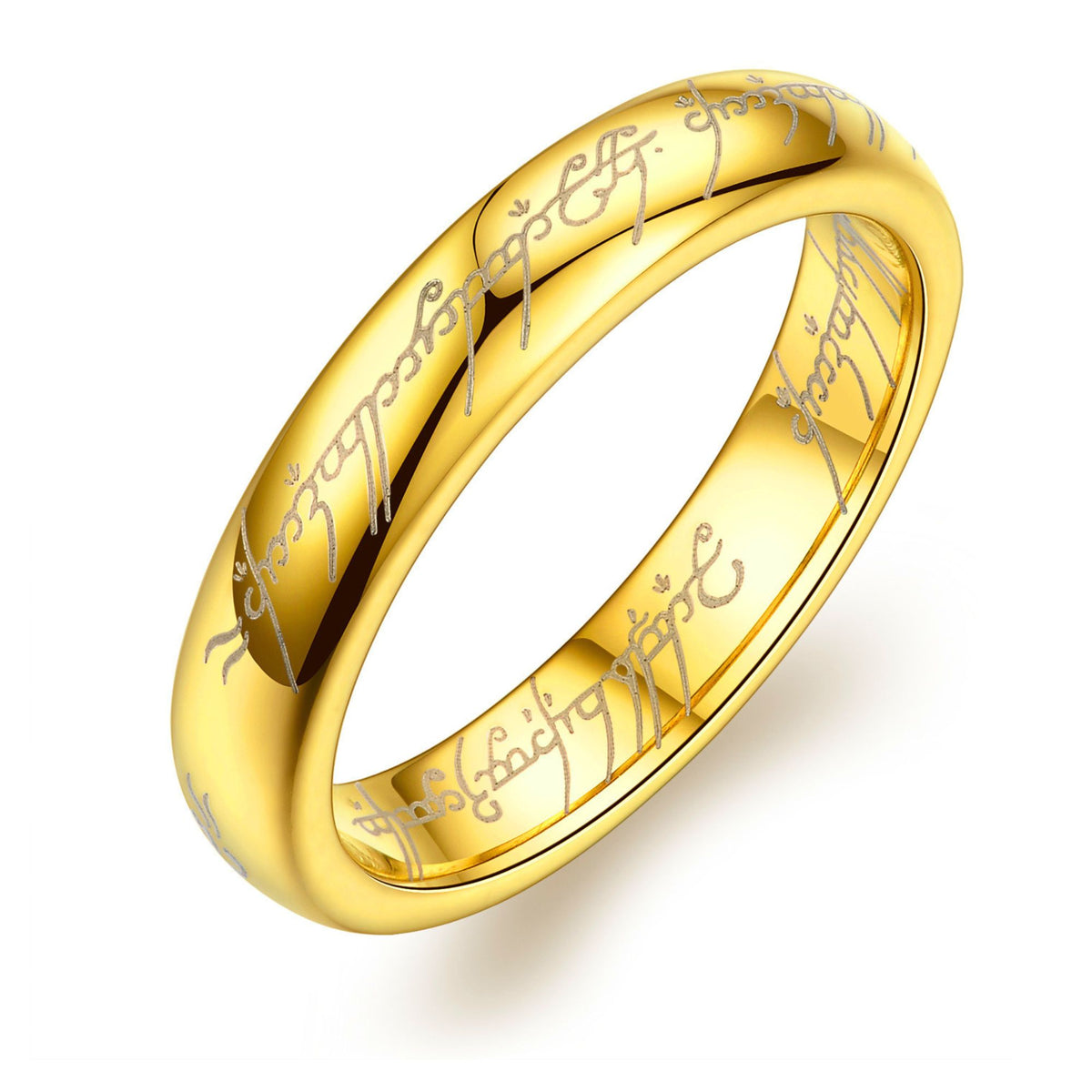 4mmGoldToneTungstenCarbideWeddingBandRingComfortFitSize10AnniversaryGiftforWomenbyGingerLyne_4mmGold-1